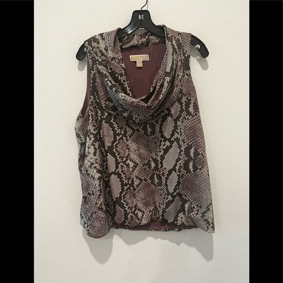 Purple White Halter Cowl-Neck Blouse XL - Picture 3 of 6